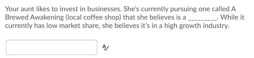 Your aunt likes to invest in businesses. She's