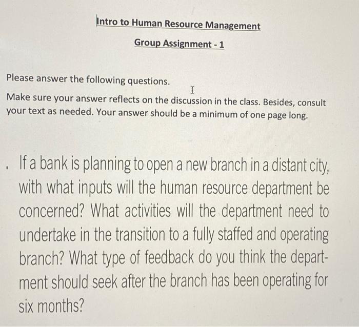 Intro to Human Resource Management Group