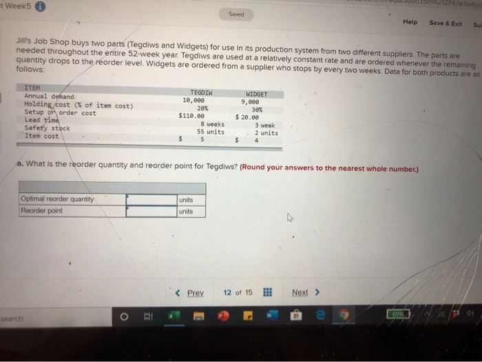 * Week5 2521/activity Saved Help Save & Exit Su
