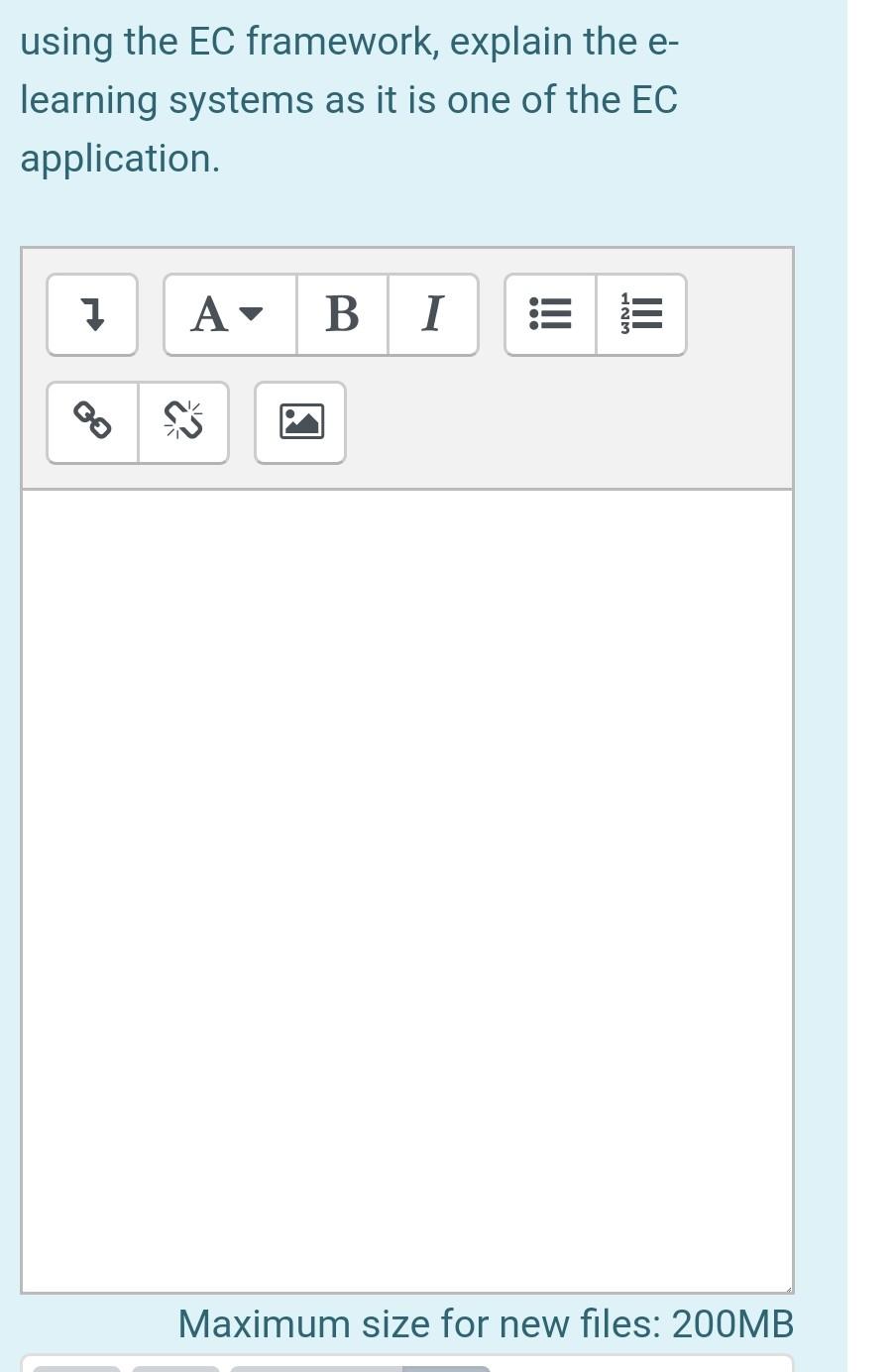 using the EC framework, explain the e- learning