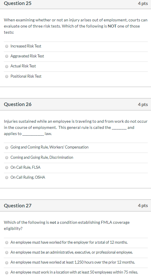 Question 25 4 pts When examining whether or not
