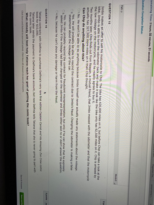 question 15 emaining Time: 2 hours, 02 minutes,