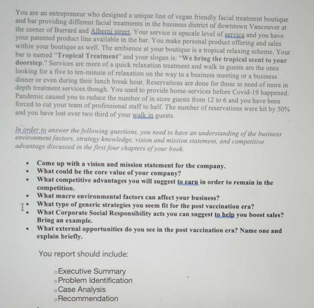 You are an entrepreneur who designed a unique