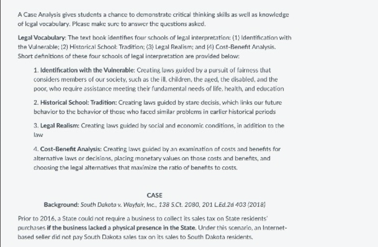 A Case Analysis gives students a chance to