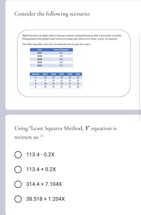 Consider the following scenario: H&M started an