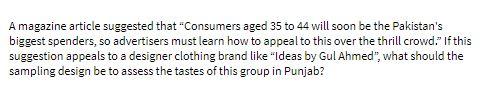 A magazine article suggested that "Consumers aged