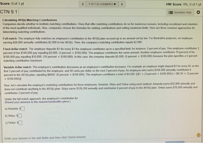 Score: 0 of 1 pt 1 of 1 (0 complete) HW Score: