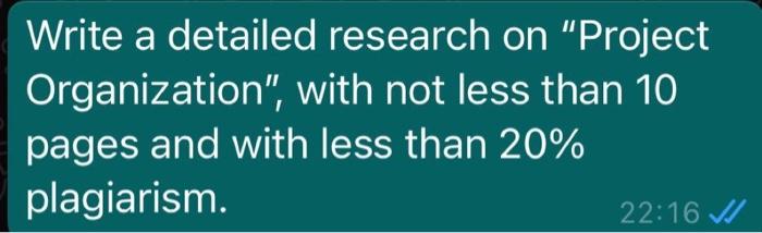 Write a detailed research on "Project