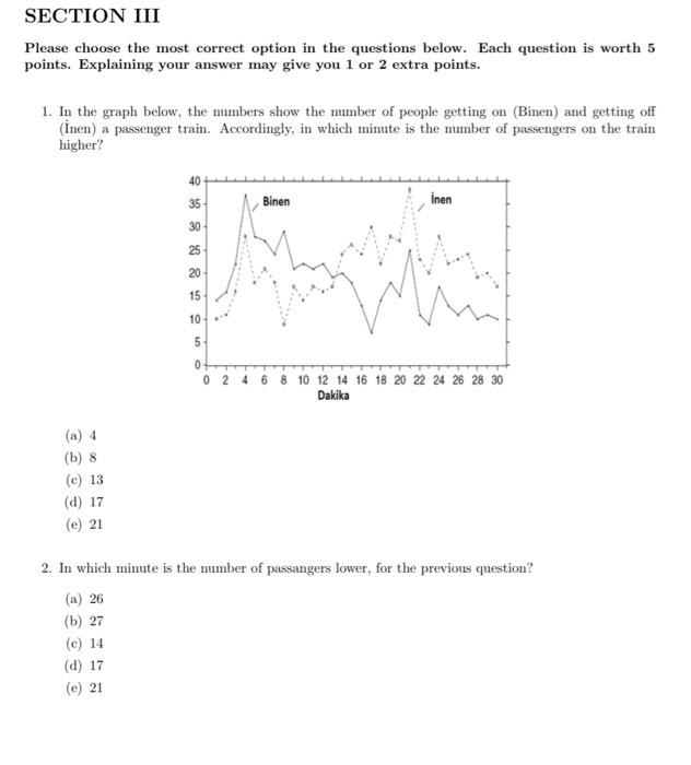 SECTION III Please choose the most correct option
