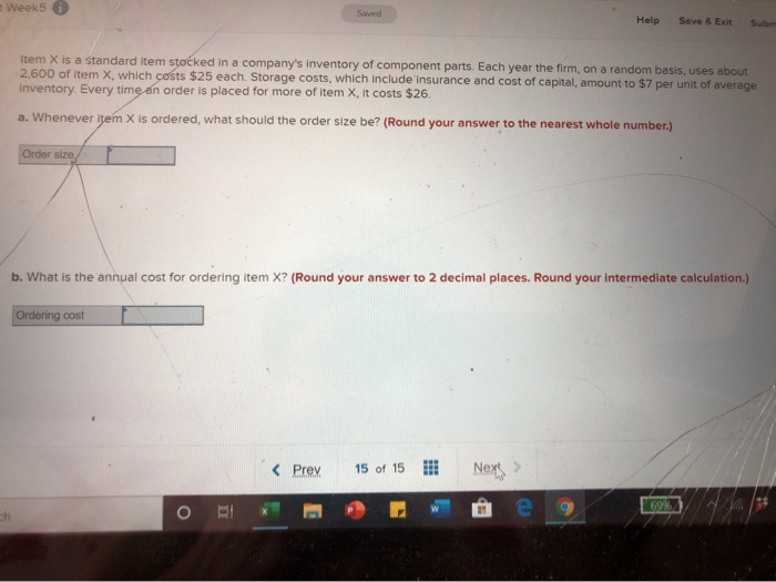 Week5 Saved Help Save & Exit Sub Item X is a