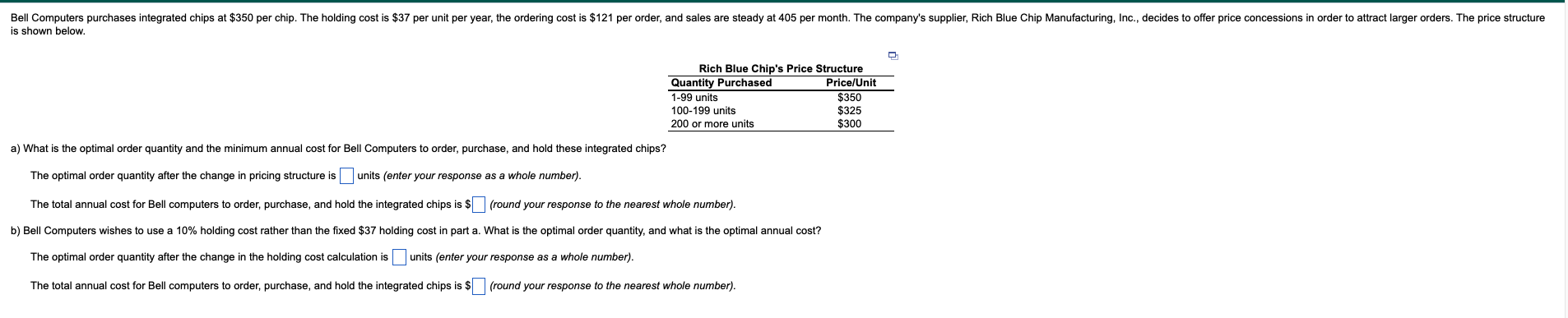 Bell Computers purchases integrated chips at $350