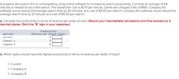 A property title search firm is contemplating