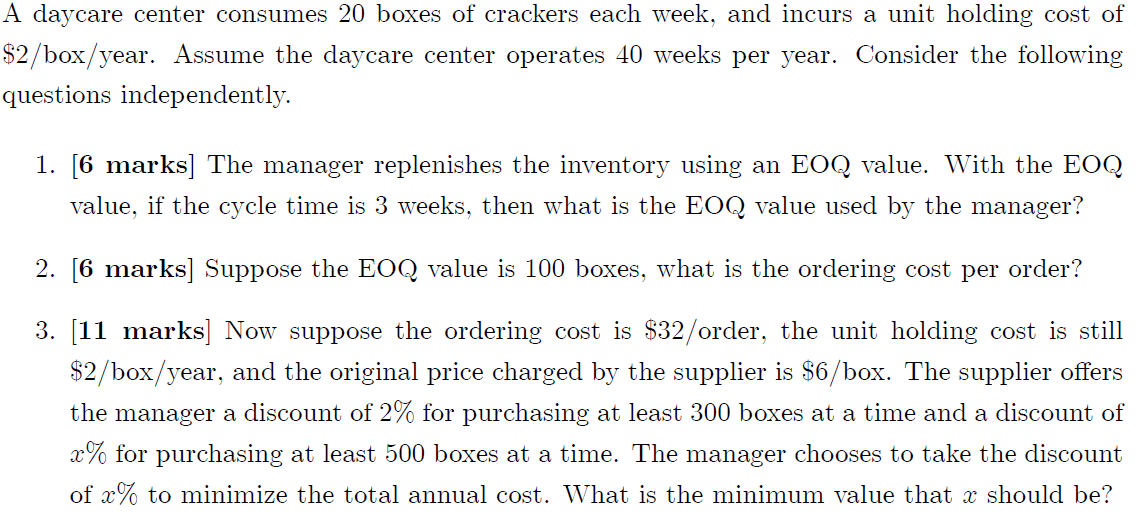 Question (3) may need to apply the Quantity