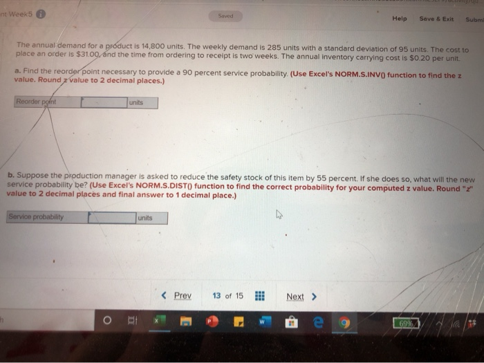 nt Week5 Saved Help Save & Exit Subm The annual