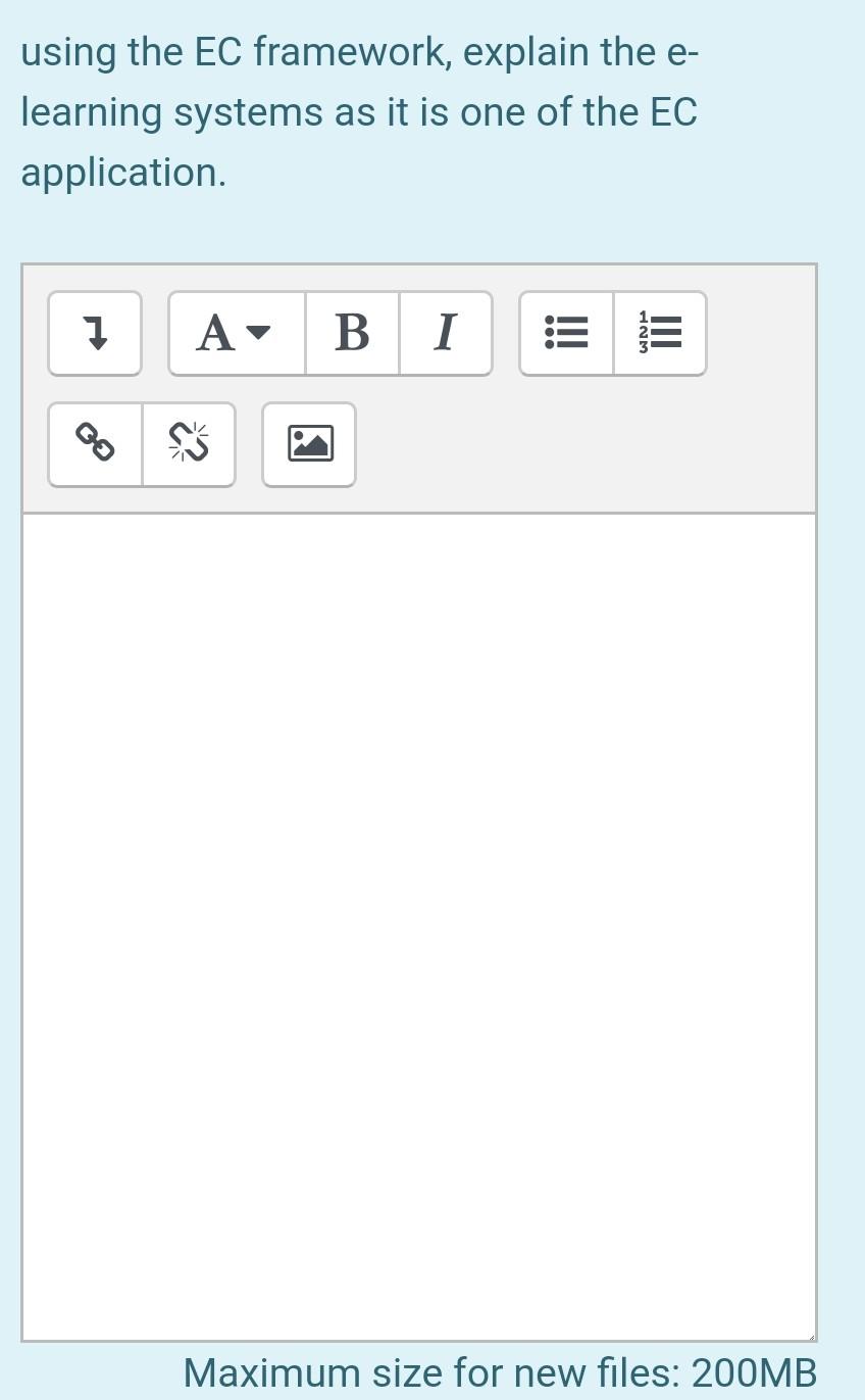 using the EC framework, explain the e- learning