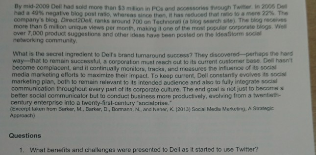 need question 3 Case study Dell Reinvents itself