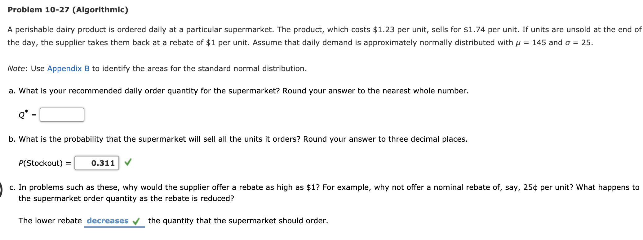 Problem 10-27 (Algorithmic) A perishable dairy