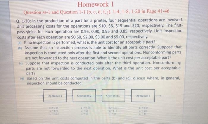 Homework 1 Question ss-1 and Question 1-1 (b, c,