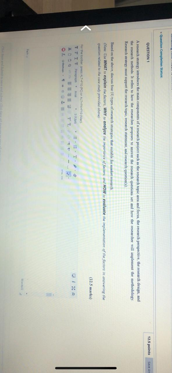 Question Completion Status: QUESTION 1 12.5