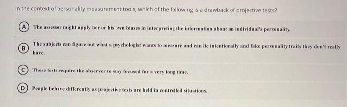 In the context of personality measurement tools,