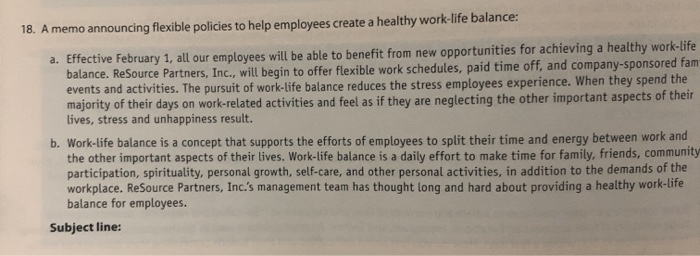 18. A memo announcing flexible policies to help