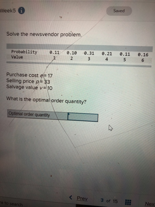 Week5 Saved Solve the newsvendor problem.