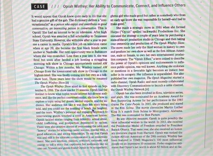 only need 1/3/5/7 answered CASE !!! Oprah