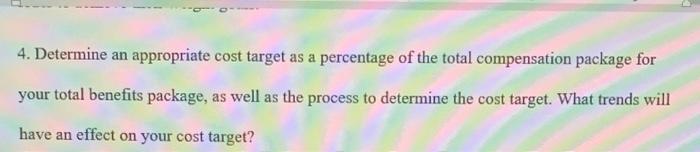4. Determine an appropriate cost target as a