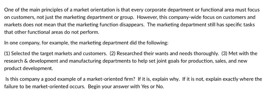 One of the main principles of a market