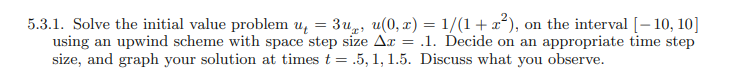 5.3.1. Solve the initial value problem uy = 3 un,