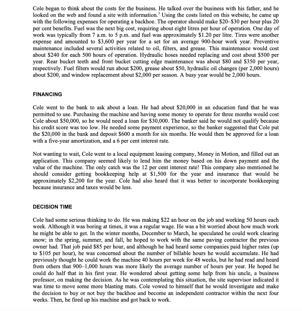 Case Study: Cayden Cole - Backhoe Business