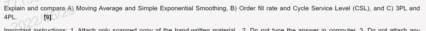 Explain and compare A) Moving Average and Simple