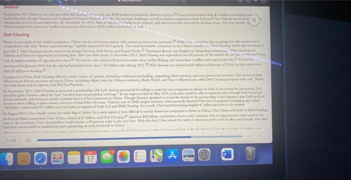 Case 16: UBER: (Read the entire thing and answer