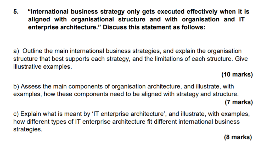5. "International business strategy only gets