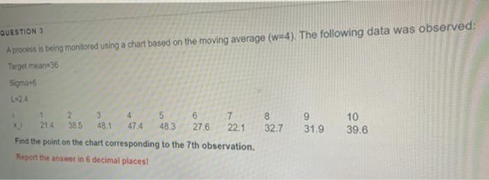 QUESTION Aprocess is being monitored using a