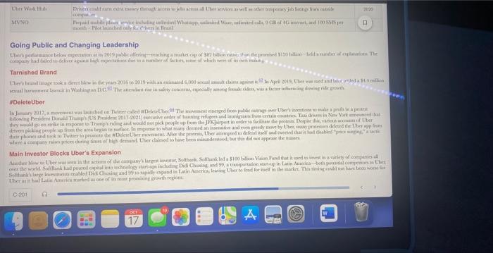 Case 16: UBER: (Read the entire thing and answer