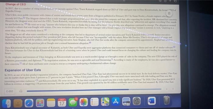 Case 16: UBER: (Read the entire thing and answer