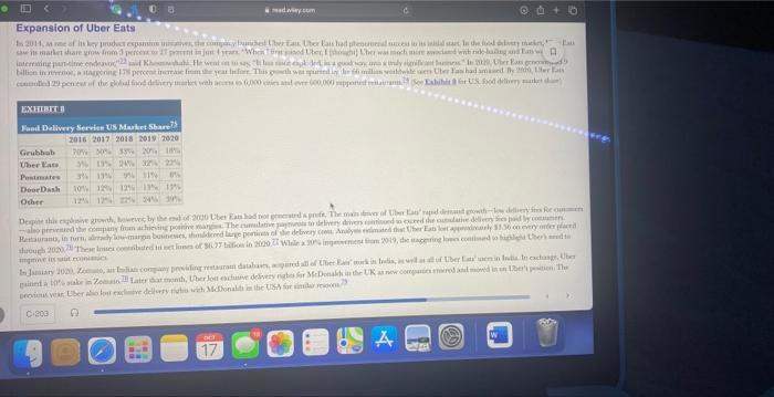 Case 16: UBER: (Read the entire thing and answer