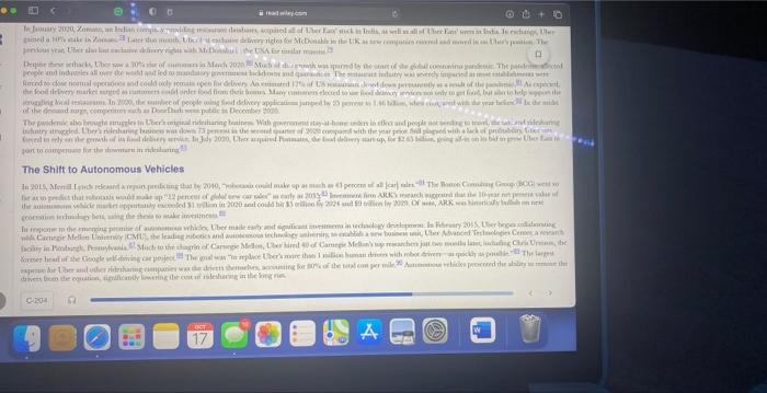 Case 16: UBER: (Read the entire thing and answer