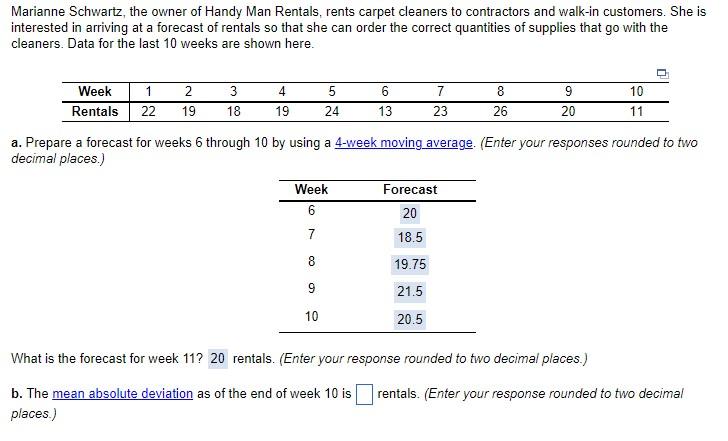 I need help with part B: mean absolute deviation