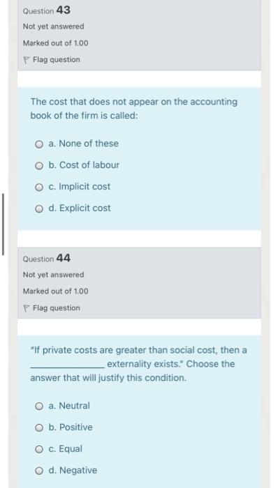 I want a quick solution, please Question 43 Not