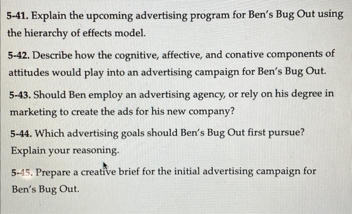 5-41. Explain the upcoming advertising program