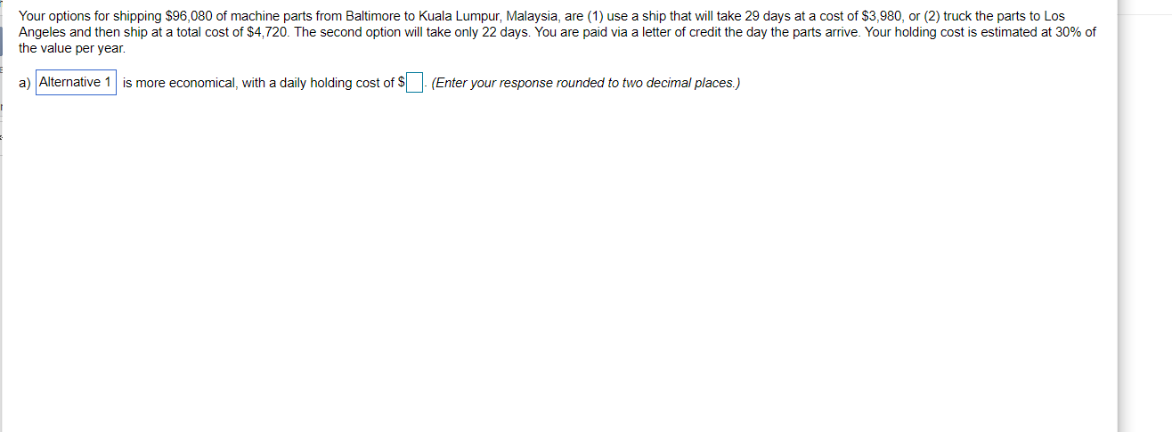 Your options for shipping $96,080 of machine