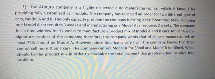 1) The AUAuto company is a highly respected auto