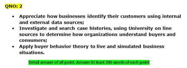 QNO: 2 Appreciate how businesses identify their