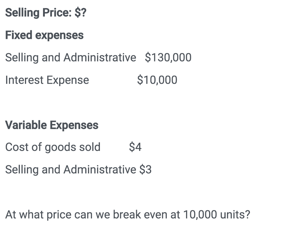 a. $12 b. $21 c. $18 d. $25 Selling Price: $?