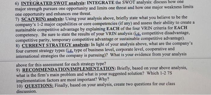 Illinois tool works case 6) INTEGRATED SWOT