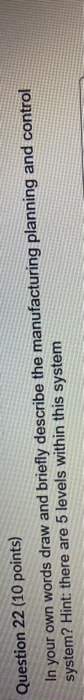 Question 22 (10 points) In your own words draw