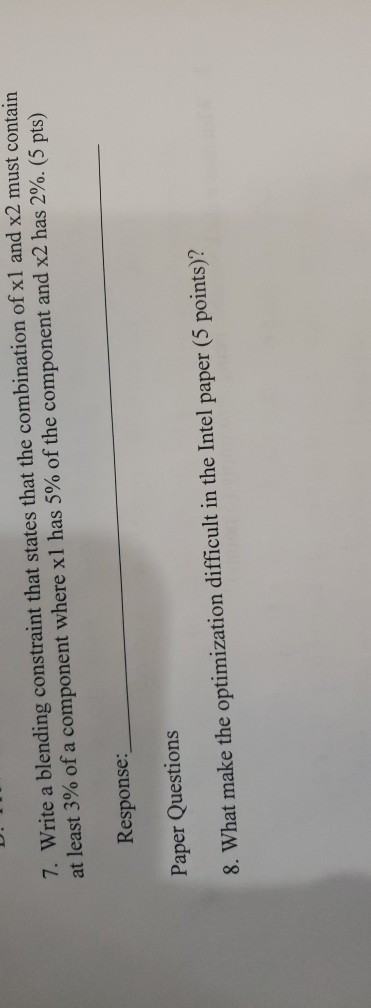 7. Write a blending constraint that states that