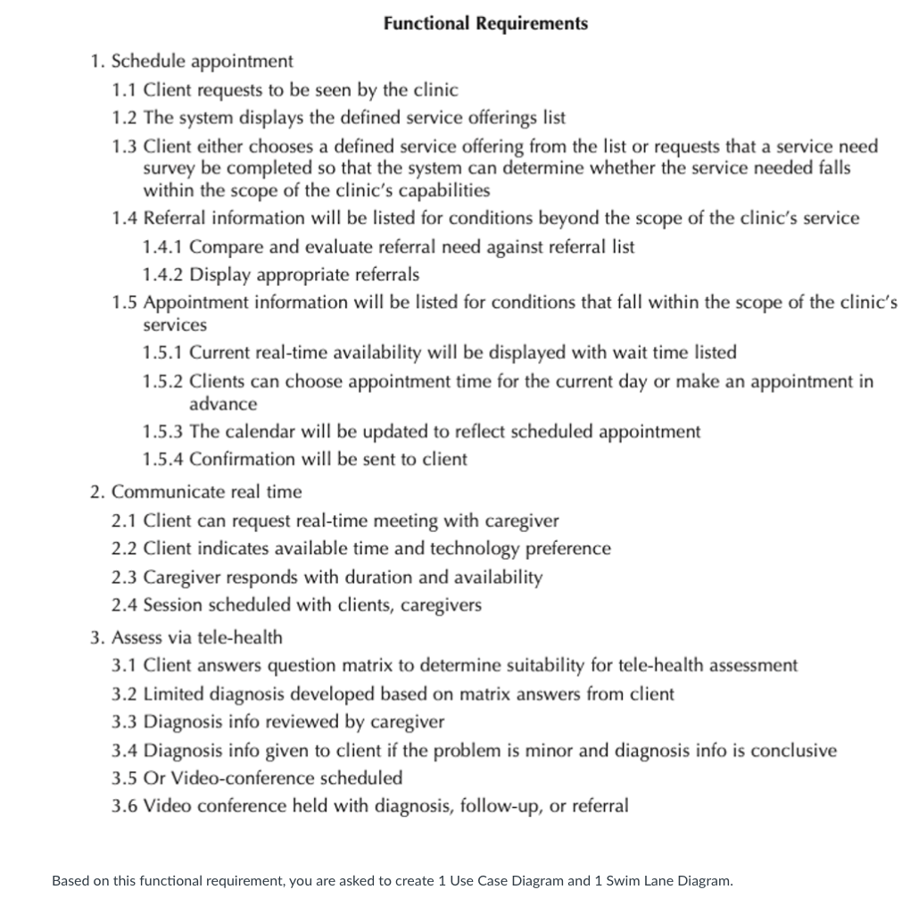 Functional Requirements 1. Schedule appointment